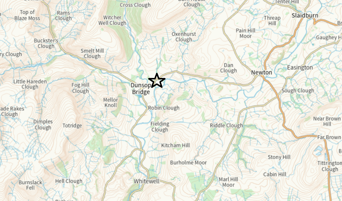 Forest of Bowland Map - Wood End Farm - Close up Forest of Bowland Map - Wood End Farm - Close up